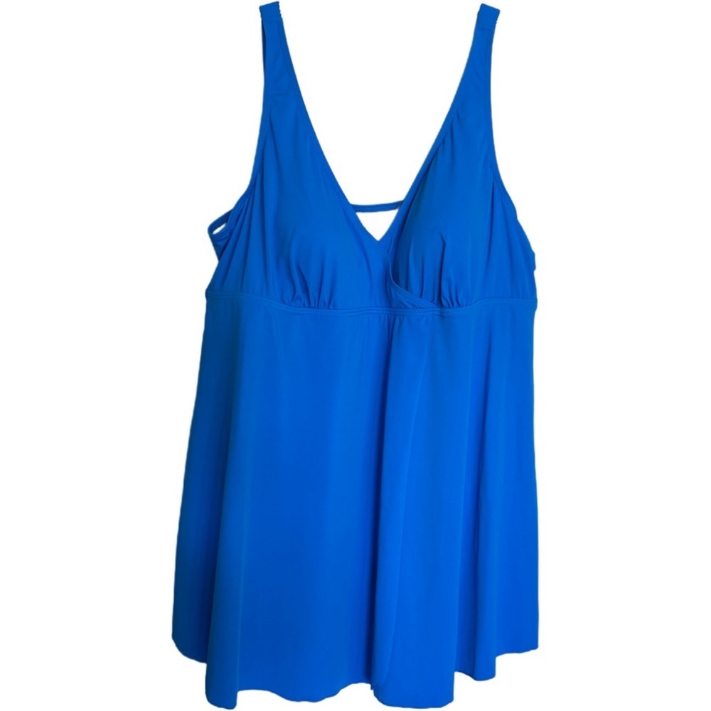 Swimsuits for All Plus Size 26 Chlorine Resistant Blue Tank Swimdress Beach Pool